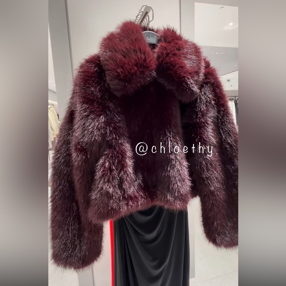 Zara FAUX FUR SHORT COAT - Picture 4 of 12
